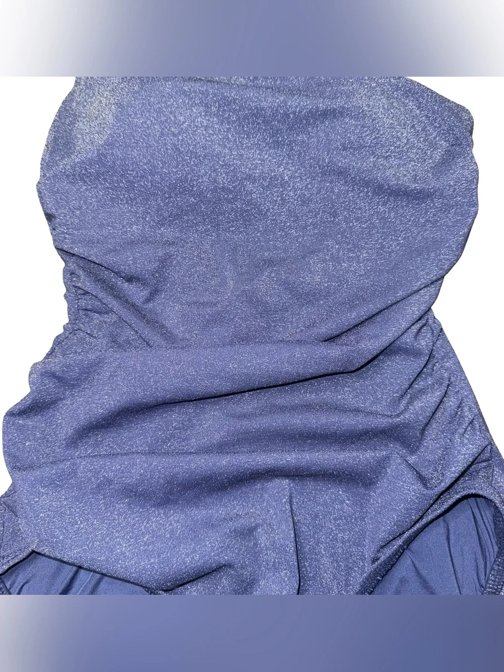 Lands' End Chlorine Resistant Shine Shirred One Shoulder One Piece Swimsuit 8L